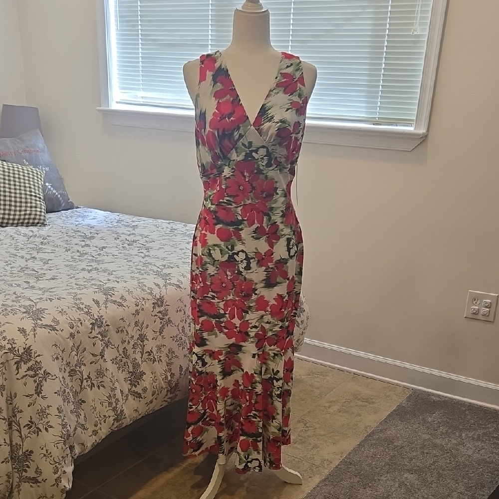 Calvin Klein Floral V-Neck Maxi Dress